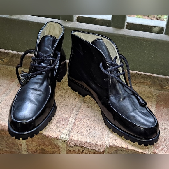 Bally Malwa Women Patent and Leather Lace-up Chukka Boots - Picture 2 of 8